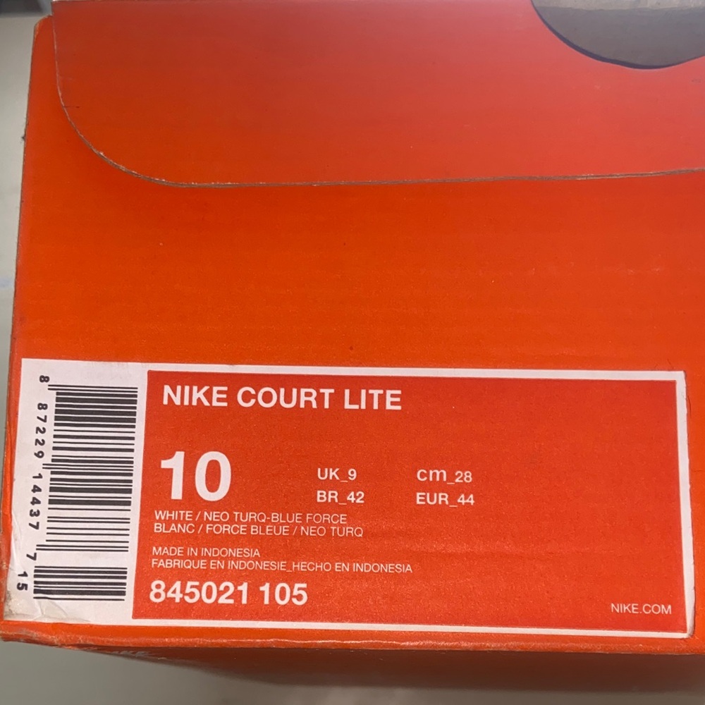 Nike Court Lite White and Neo Turquoise Blue Force Sneakers 845021 105 - Picture 6 of 7